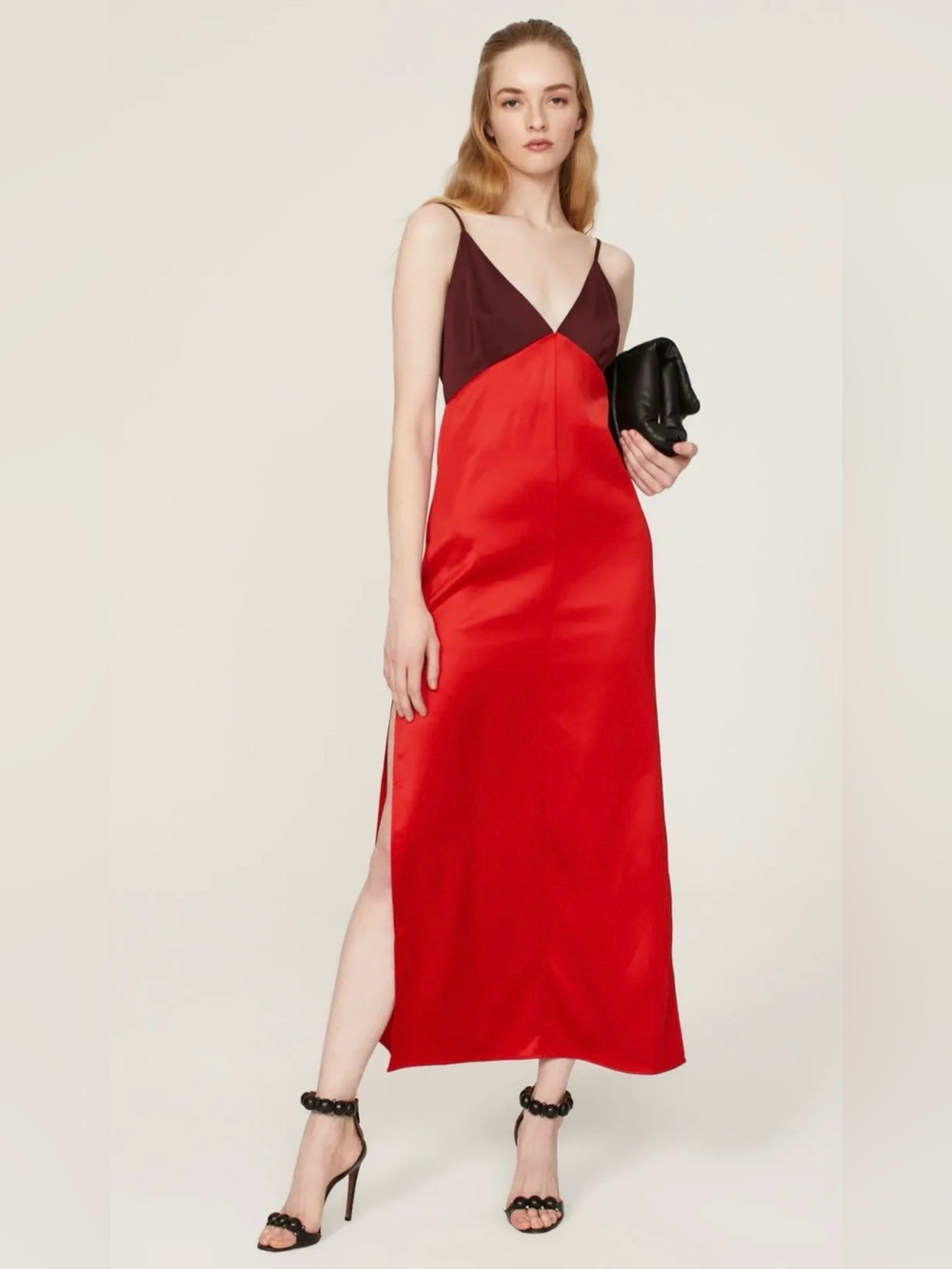 Marina Moscone x RTR Satin Slip Dress with Deep Plum Bodice